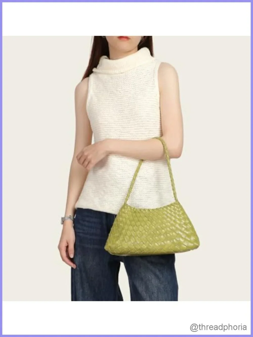 Vegan Leather Woven Hobo Shoulder Tote Bag